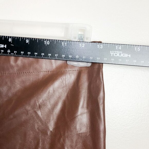 S Betro High Rise Brown Faux Leather Split Hem Leggings Small - Picture 5 of 10